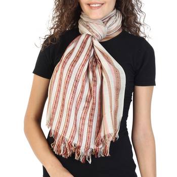 Light Brown & Multicolor Viscose Rayon Striped Woven Design Stole 2