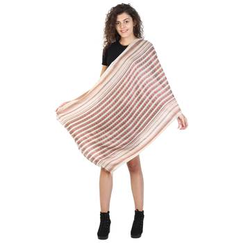 Light Brown & Multicolor Viscose Rayon Striped Woven Design Stole 3