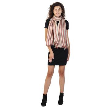 Light Brown & Multicolor Viscose Rayon Striped Woven Design Stole 4