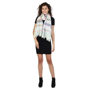 Light Blue & Multicolor Viscose Rayon Striped Woven Design Stole 4