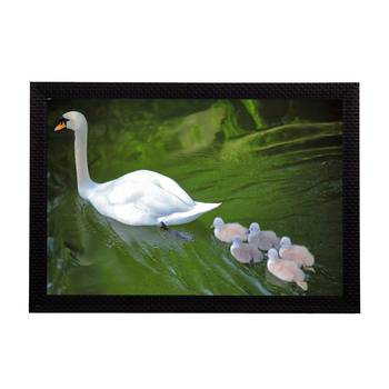 SwanWith Baby Satin Matt Texture UV Art Painting 1