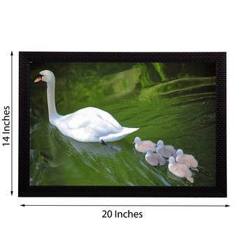 SwanWith Baby Satin Matt Texture UV Art Painting 3