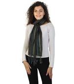 Black & Multicolor Viscose Rayon Woven Design Scarves