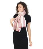 Peach Cherry & Beige Cotton Striped Scarves