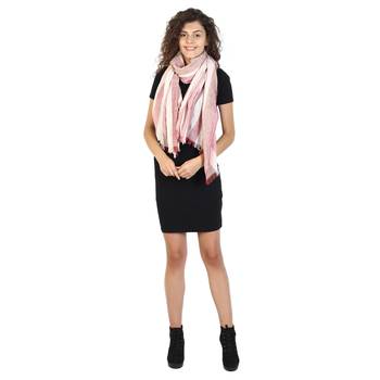 Peach Cherry & Beige Cotton Striped Scarves 4