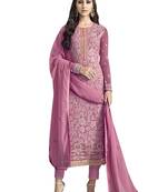 Pink embroidered georgette salwar