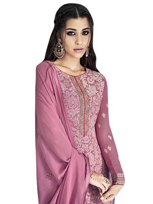 Pink embroidered georgette salwar 2