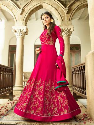 Pink Embroidered Faux Georgette Salwar With Dupatta 2
