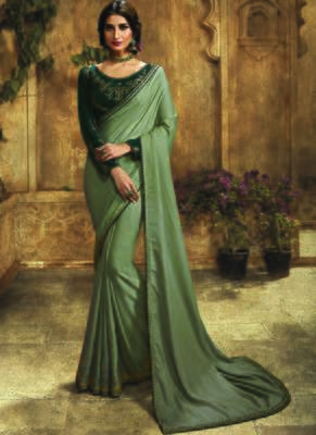 grey embroidered art silk saree with blouse 1