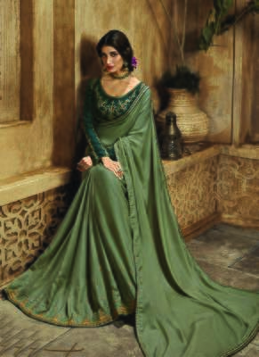 grey embroidered art silk saree with blouse 2