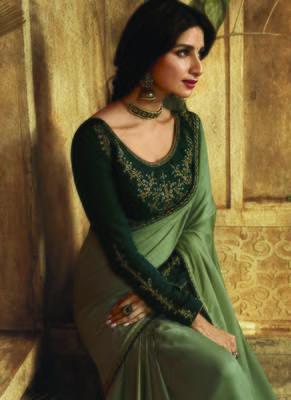 grey embroidered art silk saree with blouse 3