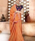 Orange plain georgette saree with blouse