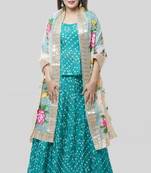 Blush Pink Georgette Crochet Straight Kurti with Straight Palazzo and Kota Gotta Dupatta