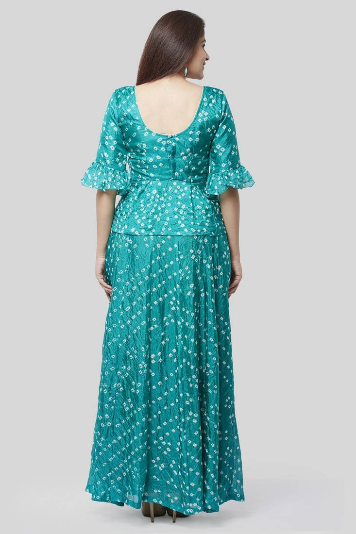 Blush Pink Georgette Crochet Straight Kurti with Straight Palazzo and Kota Gotta Dupatta