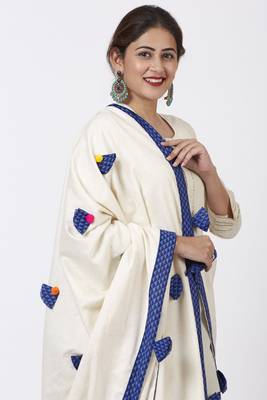 Festive OffWhite Kurti with Indigo Festive Sharara and Pom Pom Cotton Dupatta 3