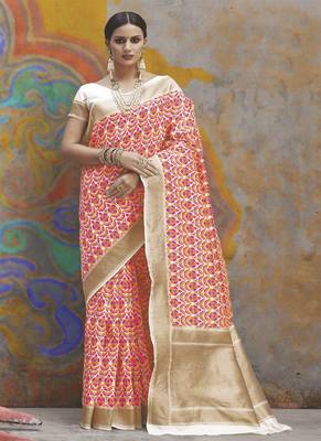 Multicolor woven silk blend saree with blouse 1