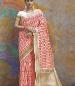 Multicolor woven silk blend saree with blouse