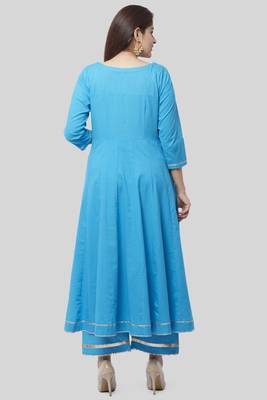 Electric Blue Gotta Anarkali with Straight Palazzo and Gotta Chiffon Dupatta 5