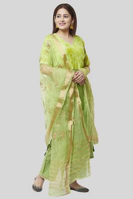 Glorious Green Straight Kurti with Straight Palazzo and Green Embroidered Dupatta 2