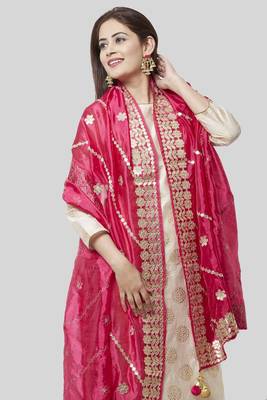 off white Gold Foil Printed Kurti with Foil Printed Kalidaar Palazzo and Pink Embroidered Dupatta 3