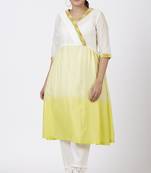Ombre Yellow Gathered Kurti with Crochet Pants