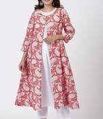 Red Paisley Cape Kurti with Straight Pants