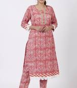 Raspberry Pink Floral Printed Kurti with Printed Pants