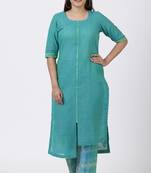 Green Basant Asymmetrical Kurti with Straight Palazzo
