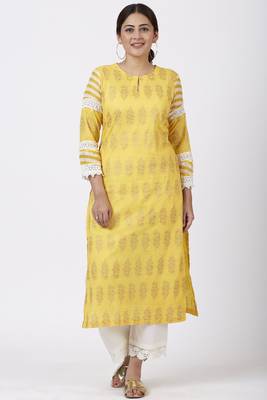 Butter Mustard Leheriya Crochet Kurti with Crochet Pants 1