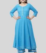 Electric Blue Gotta Anarkali with Straight Palazzo