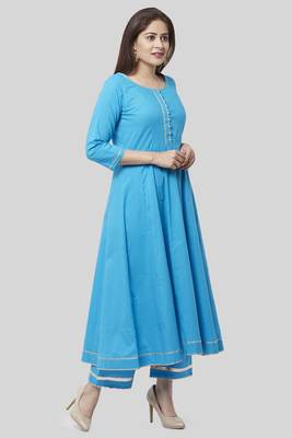 Electric Blue Gotta Anarkali with Straight Palazzo 2
