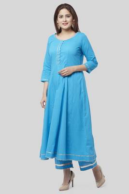 Electric Blue Gotta Anarkali with Straight Palazzo 3