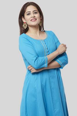 Electric Blue Gotta Anarkali with Straight Palazzo 4