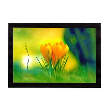 Yellow Floral Satin Matt Texture UV Art Painting 1