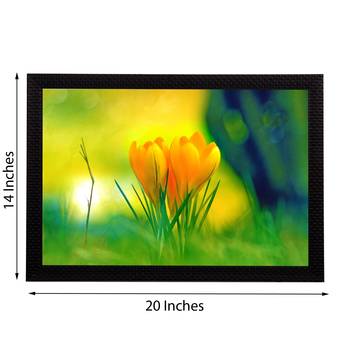 Yellow Floral Satin Matt Texture UV Art Painting 3