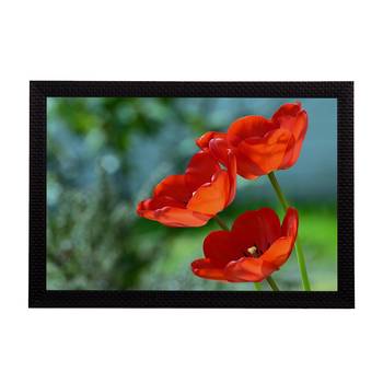 Red Floral Satin Matt Texture UV Art Painting 1