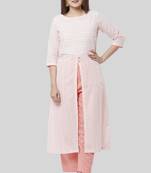 Peach Striped EveryDay Kurti with Straight Pants