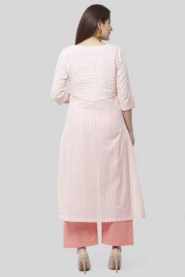 Peach Striped EveryDay Kurti with Straight Pants 5