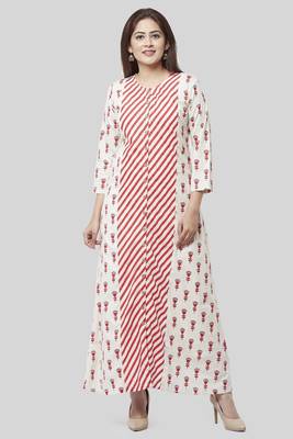 Poppy Striped Rose Dress Kurti 1