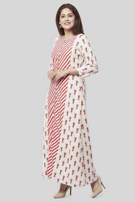 Poppy Striped Rose Dress Kurti 4