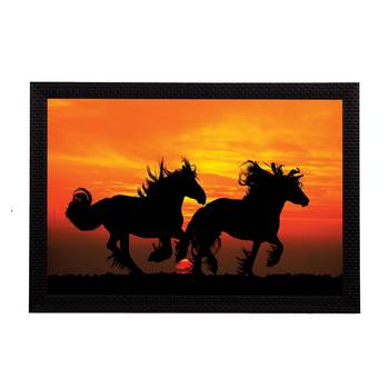 Black Running Horses Satin Matt Texture UV Art Painting 1