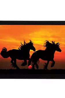 Black Running Horses Satin Matt Texture UV Art Painting