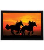 Black Running Horses Satin Matt Texture UV Art Painting