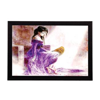 Girl In Purple Dress Satin Matt Texture UV Art Painting 1