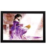 Girl In Purple Dress Satin Matt Texture UV Art Painting