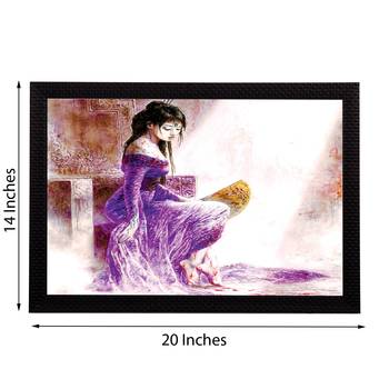 Girl In Purple Dress Satin Matt Texture UV Art Painting 3