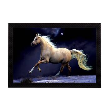 White Running Horse Satin Matt Texture UV Art Painting 1
