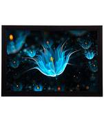Blue Neon Flowers Satin Matt Texture UV Art Painting