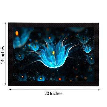 Blue Neon Flowers Satin Matt Texture UV Art Painting 2