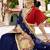 Navy blue embroidered georgette saree with blouse